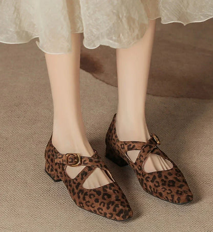 Low Heel Design Buckle Loafers