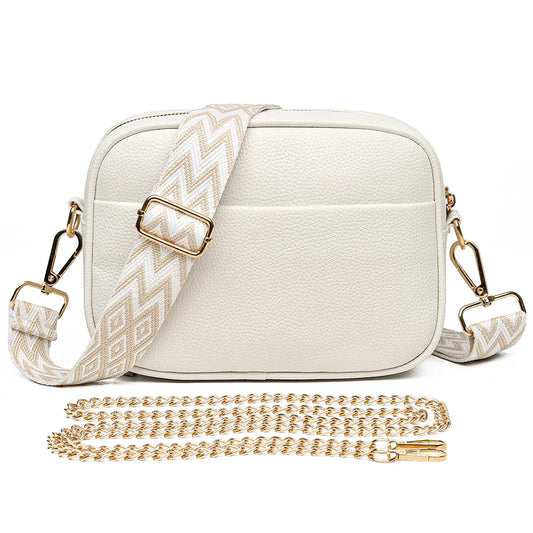Elegant Refined Leather Shoulder Bag with Adjustable Strap