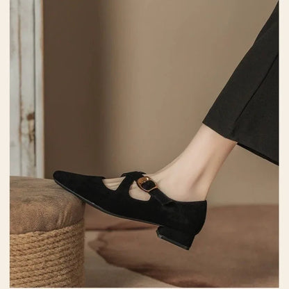 Low Heel Design Buckle Loafers