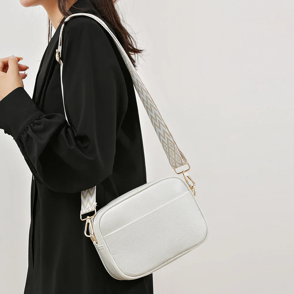 Elegant Refined Leather Shoulder Bag with Adjustable Strap