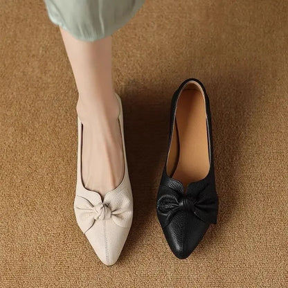 Low Heel Elegant Chunky Heels Pointed Toe Moccasins