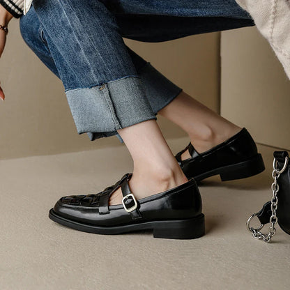 Genuine Leather Retro Flats