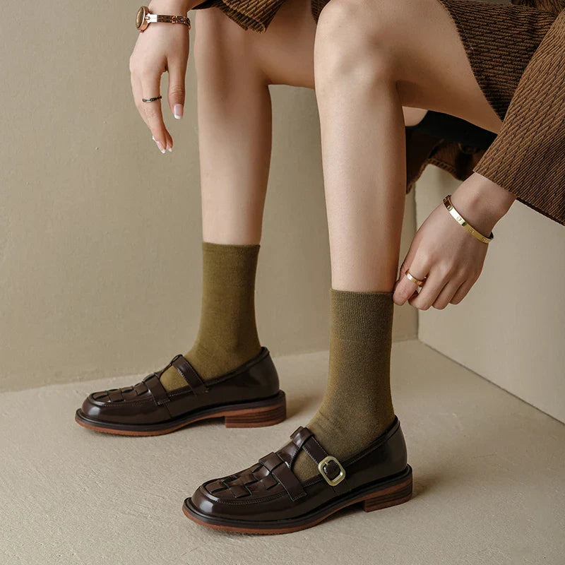 Genuine Leather Retro Flats
