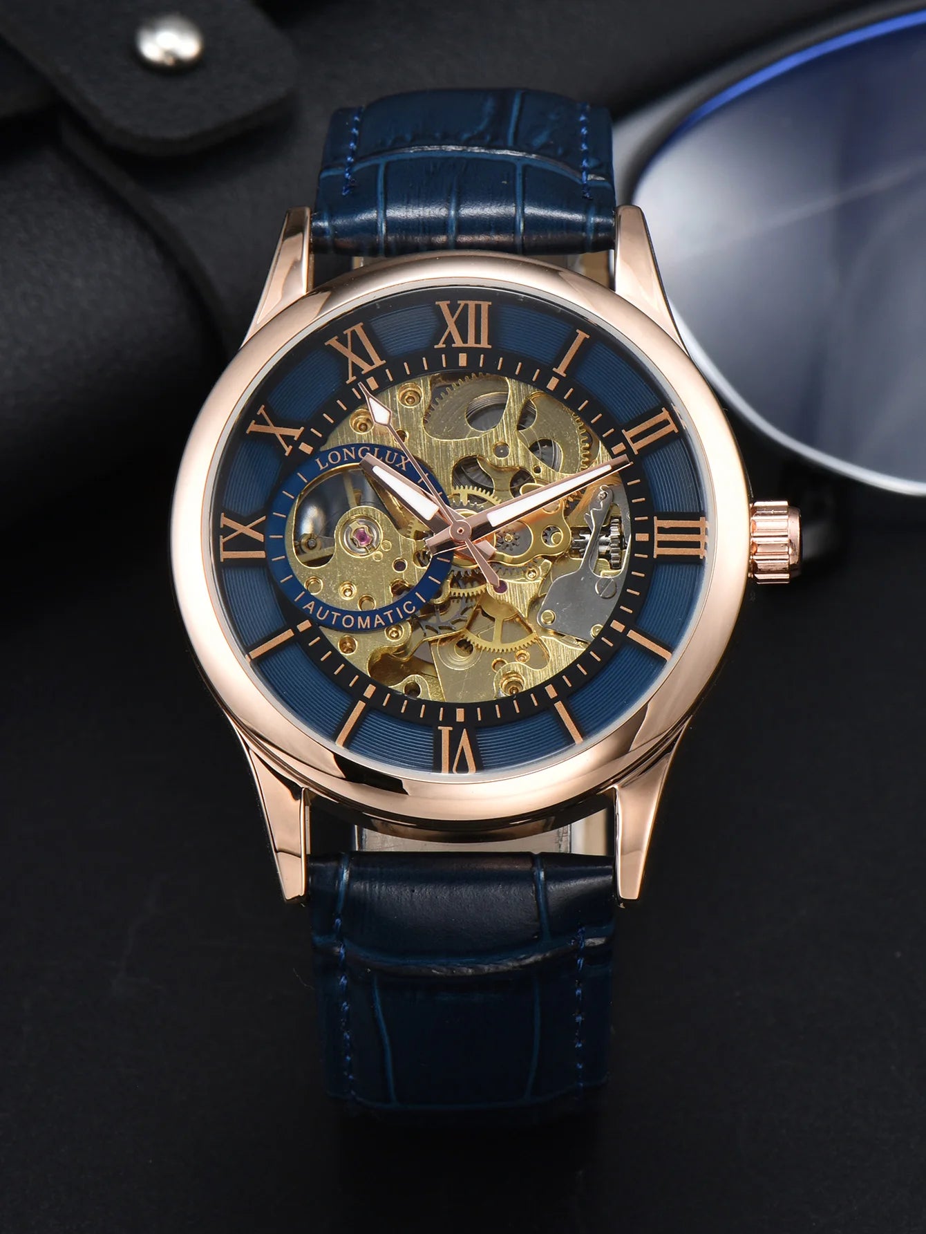 Automatic Watch Rome Wholesale Mechanical Wristwatches Waterproof Hollow Leather Mens Watch Men Gift