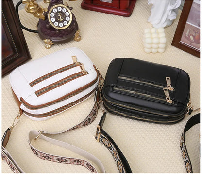 Violet Refined Leather Shoulder Bag with Adjustable Strap