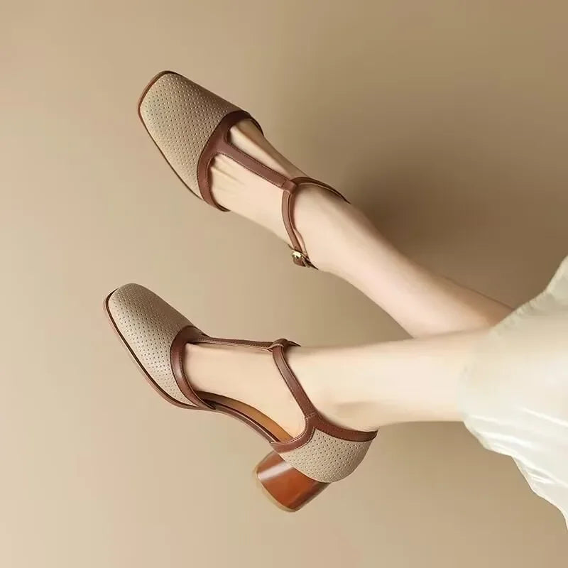 Mid Heel Square Head Shoes