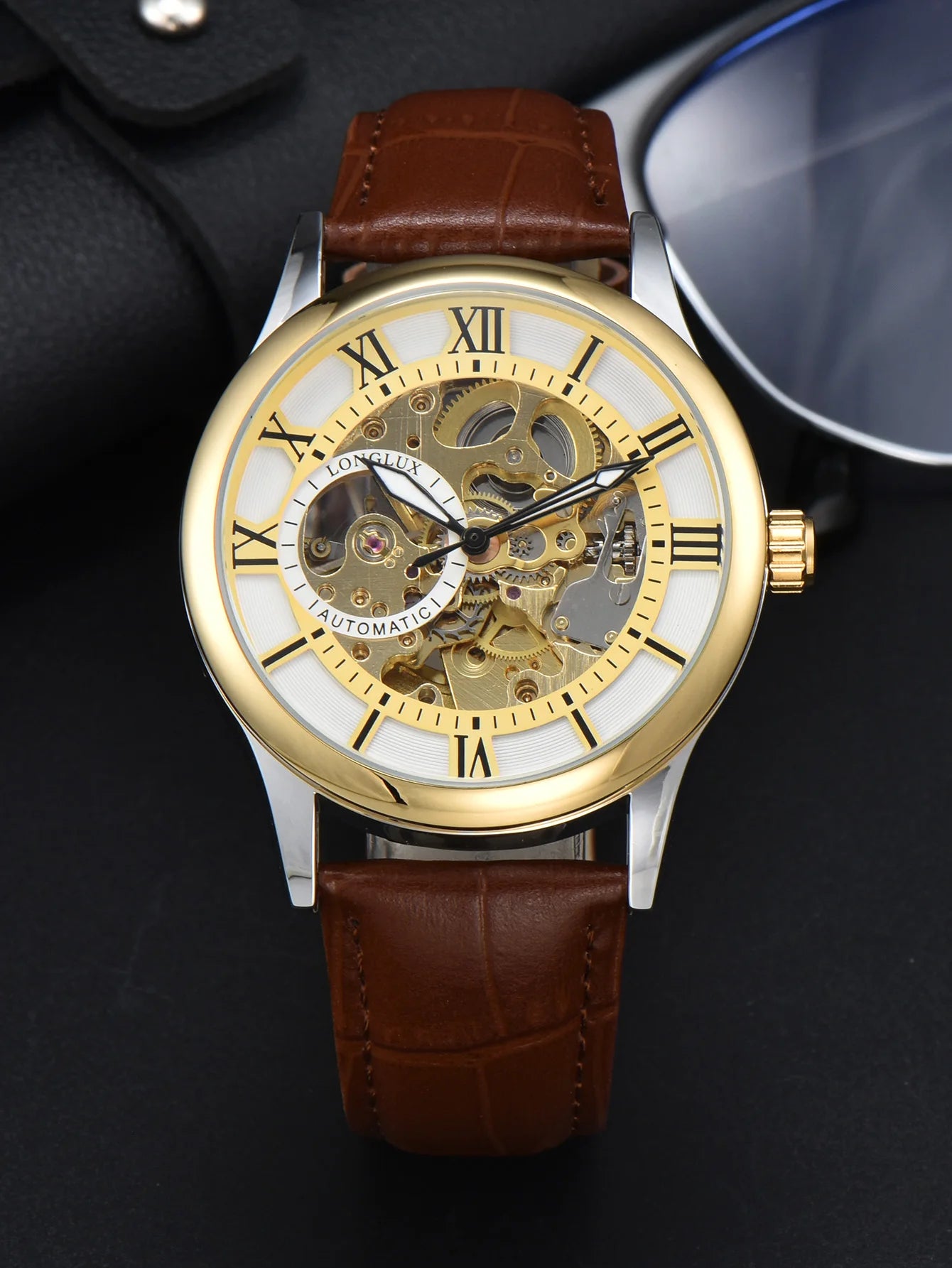Automatic Watch Rome Wholesale Mechanical Wristwatches Waterproof Hollow Leather Mens Watch Men Gift