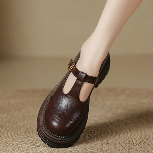Hand Stitch Casual T-bar Shoes