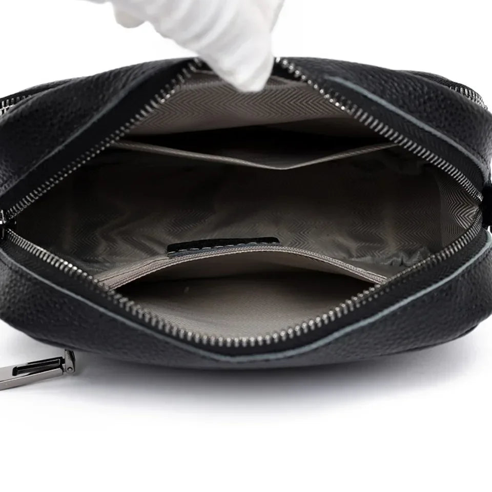 Elegant Refined Leather Shoulder Bag with Adjustable Strap