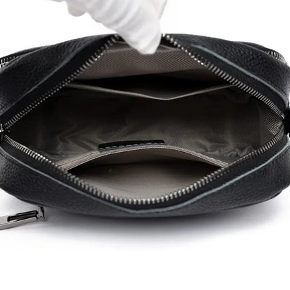 Elegant Refined Leather Shoulder Bag with Adjustable Strap