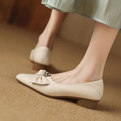 Low Heel Elegant Chunky Heels Pointed Toe Moccasins