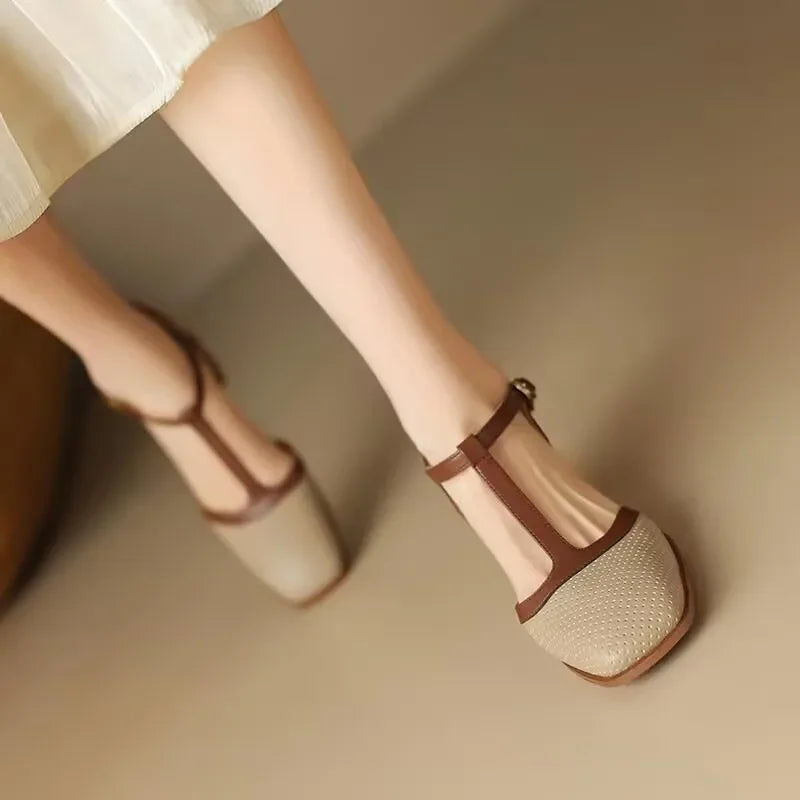 Mid Heel Square Head Shoes