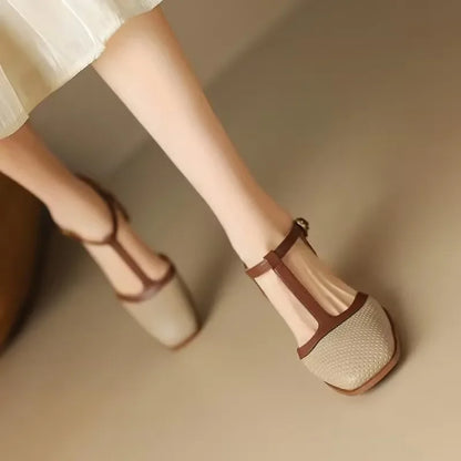 Mid Heel Square Head Shoes