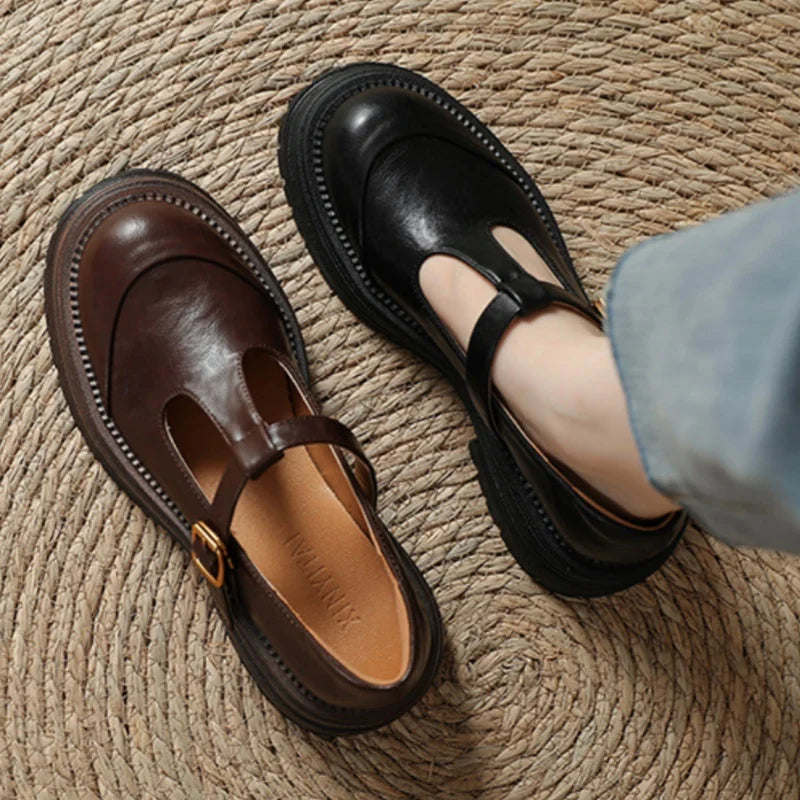 Hand Stitch Casual T-bar Shoes