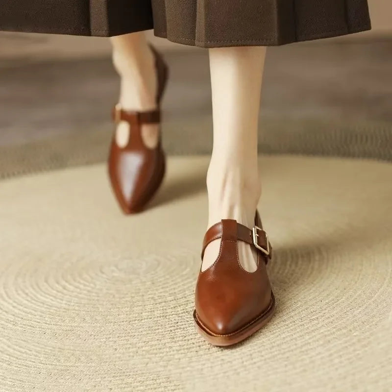 Pointed Toe Solid Heels Shoes