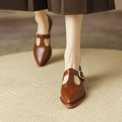 Pointed Toe Solid Heels Shoes