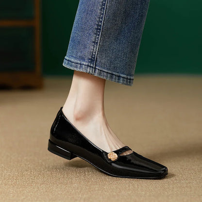 French Retro Square Head Low-heeled Mary Janes