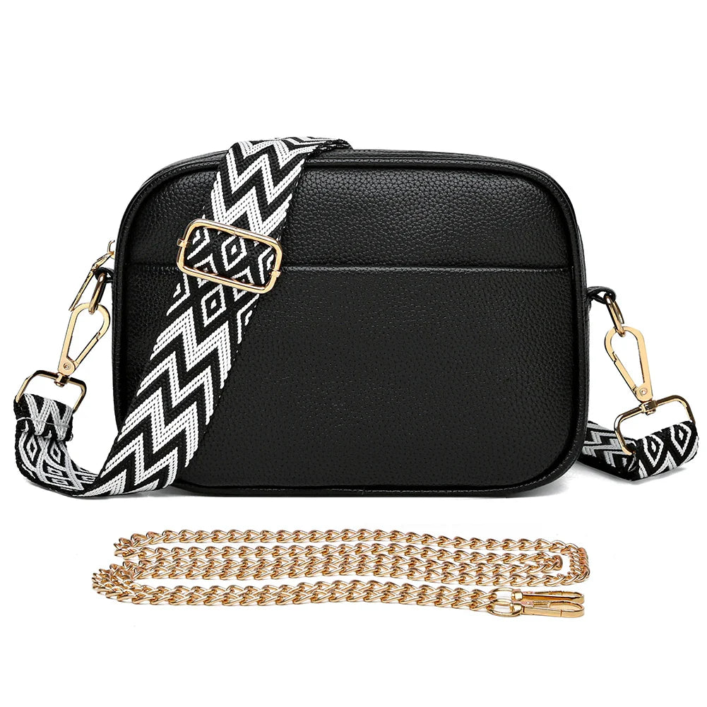 Elegant Refined Leather Shoulder Bag with Adjustable Strap