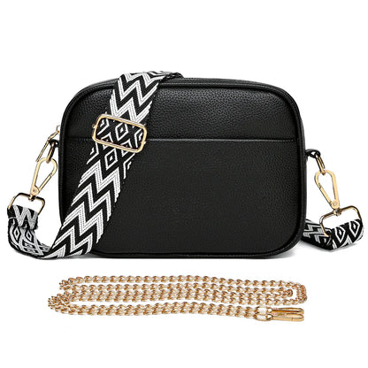 Elegant Refined Leather Shoulder Bag with Adjustable Strap