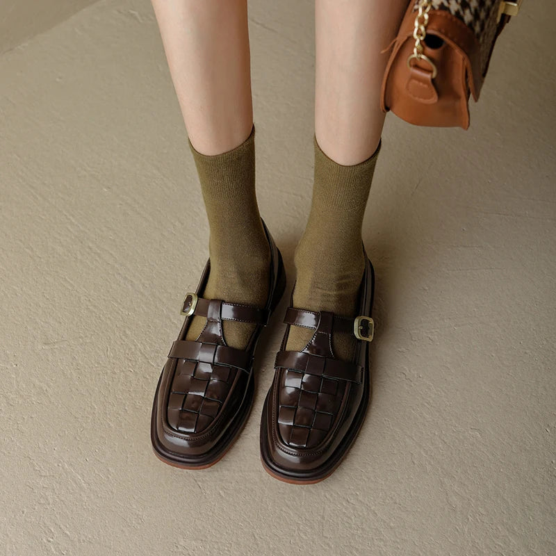 Genuine Leather Retro Flats