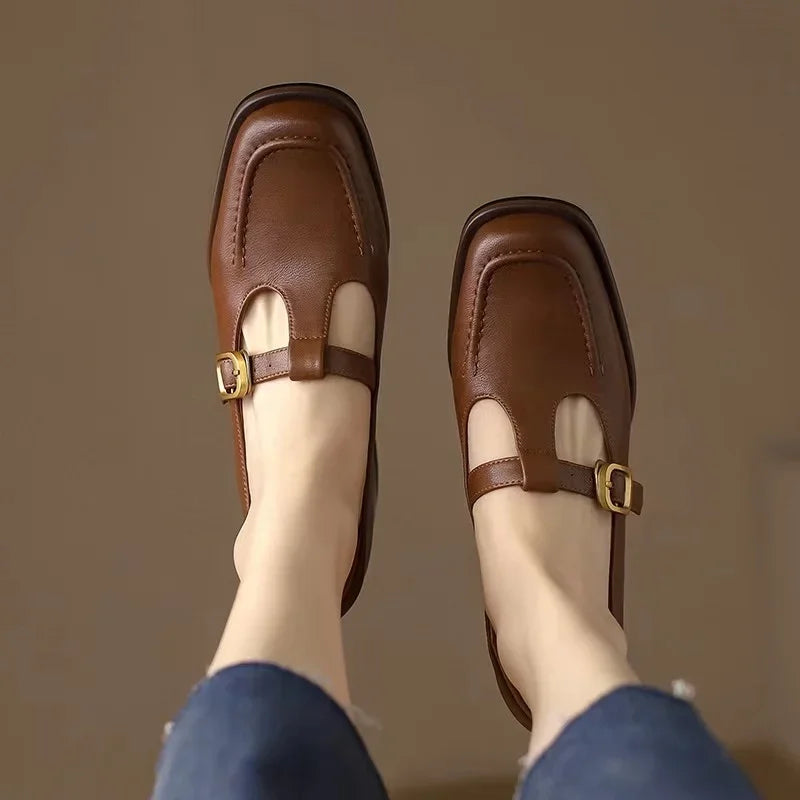 T-Strap Leather Shoes