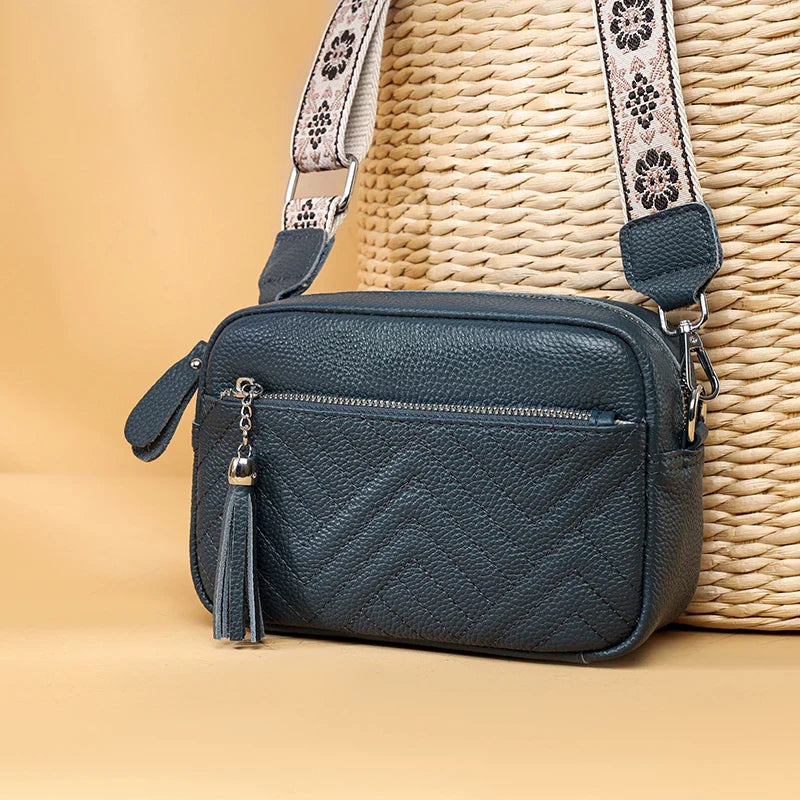 Elegant Bianca Refined Leather Shoulder Bag with Adjustable Strap