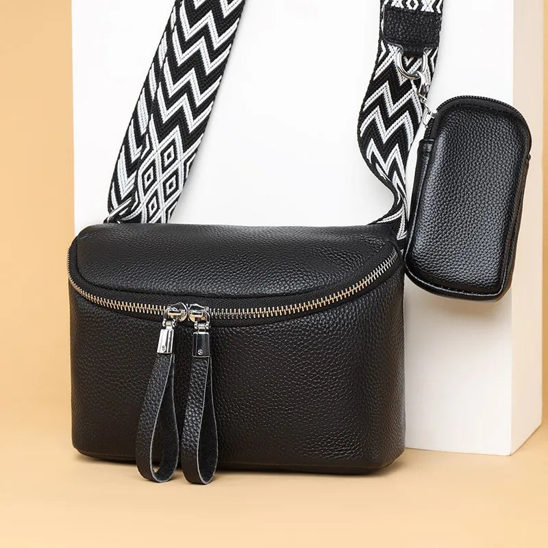 Nina Refined Leather Shoulder Bag with Adjustable Strap