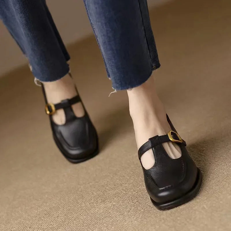 T-Strap Leather Shoes