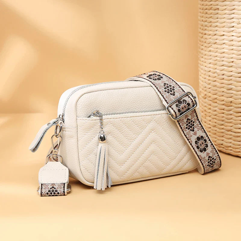 Elegant Bianca Refined Leather Shoulder Bag with Adjustable Strap