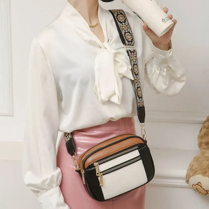 Violet Refined Leather Shoulder Bag with Adjustable Strap