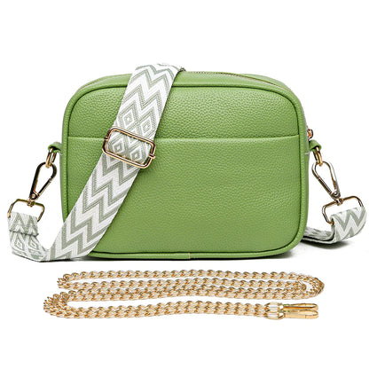 Elegant Refined Leather Shoulder Bag with Adjustable Strap