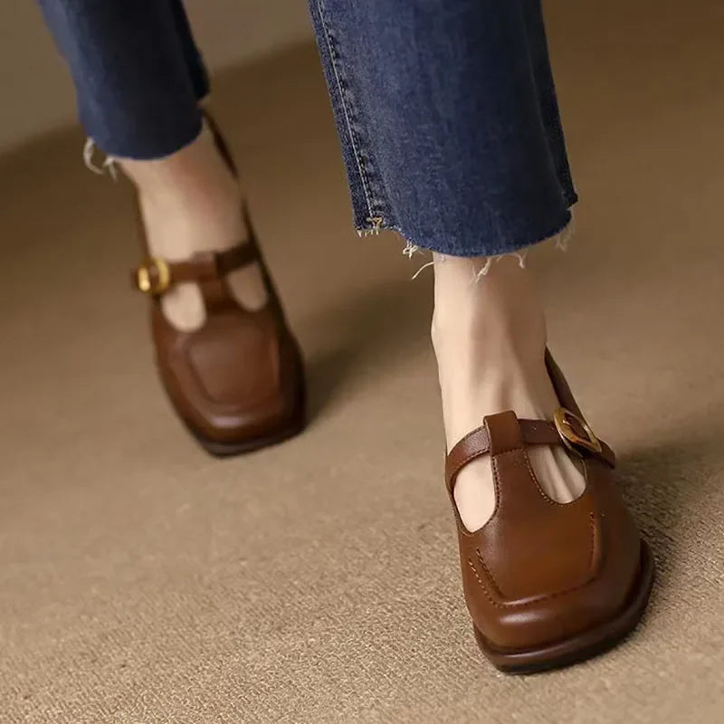 T-Strap Leather Shoes