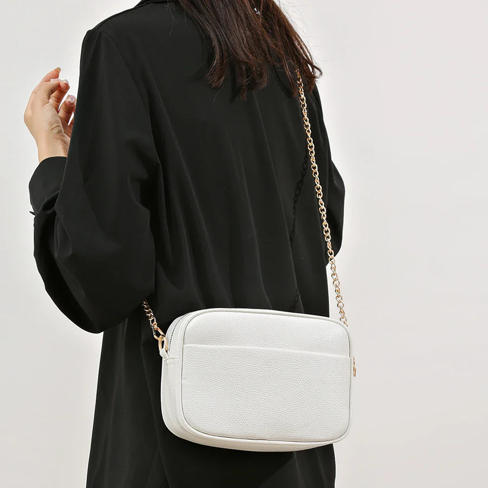 Elegant Refined Leather Shoulder Bag with Adjustable Strap