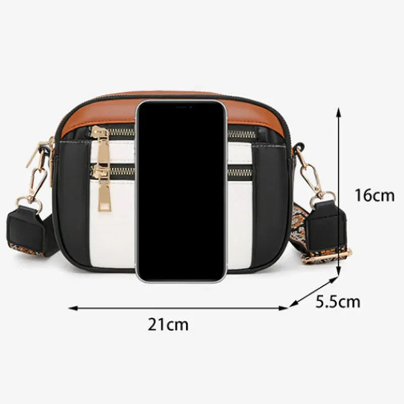 Violet Refined Leather Shoulder Bag with Adjustable Strap