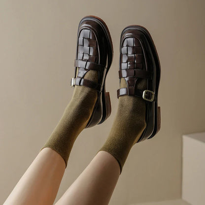Genuine Leather Retro Flats