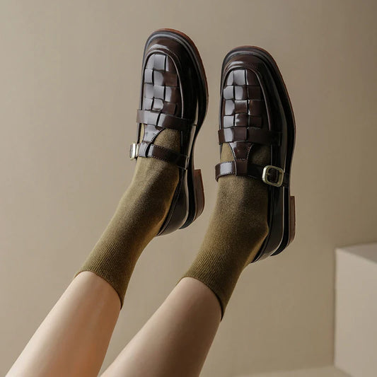 Genuine Leather Retro Flats