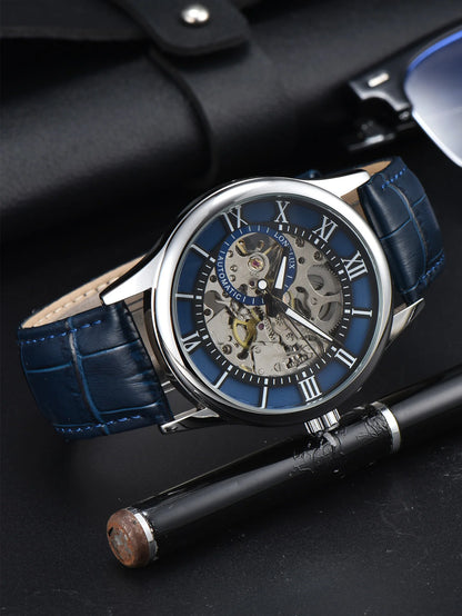 Automatic Watch Rome Wholesale Mechanical Wristwatches Waterproof Hollow Leather Mens Watch Men Gift
