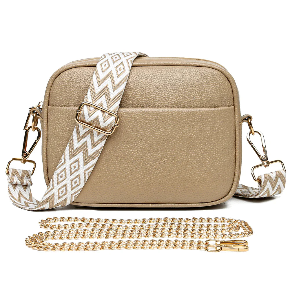 Elegant Refined Leather Shoulder Bag with Adjustable Strap