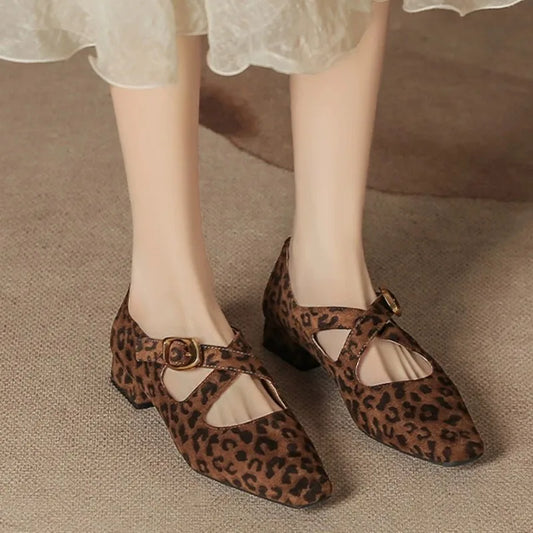 Low Heel Design Buckle Loafers