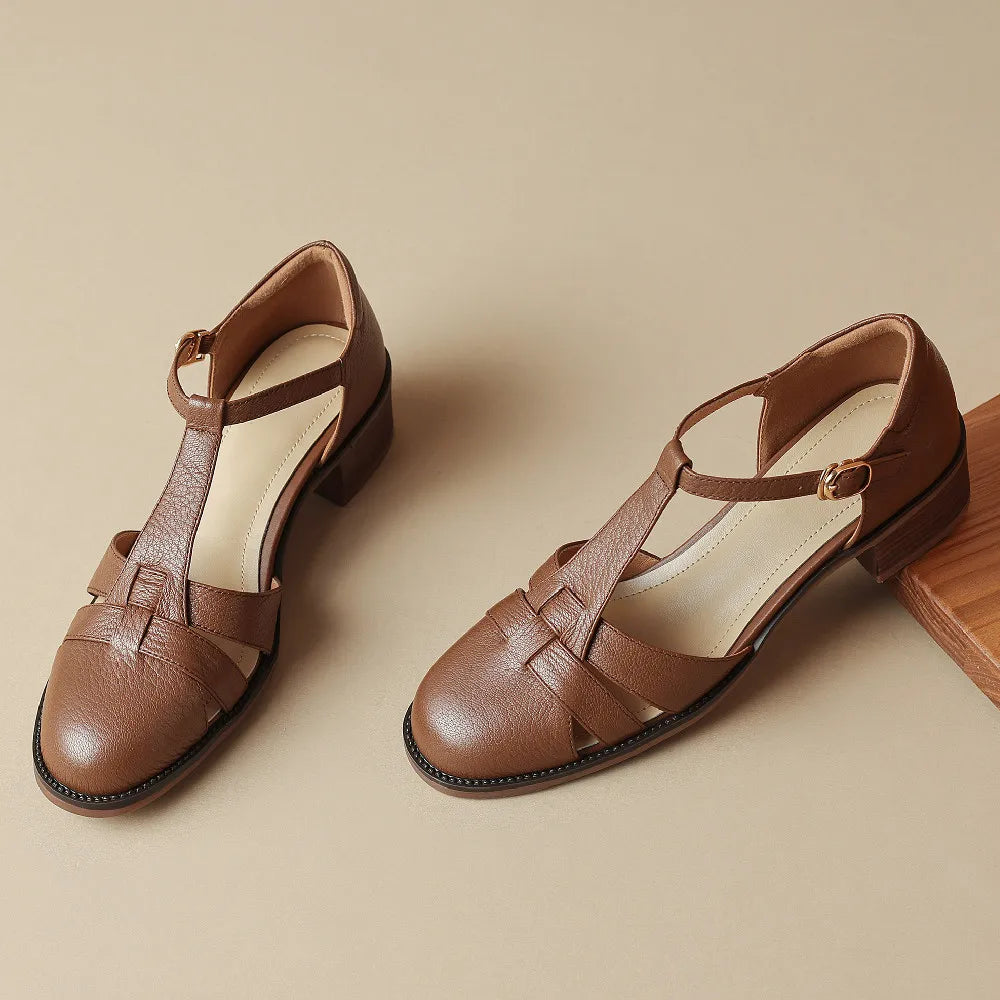 Narrow Band T-strap Flats