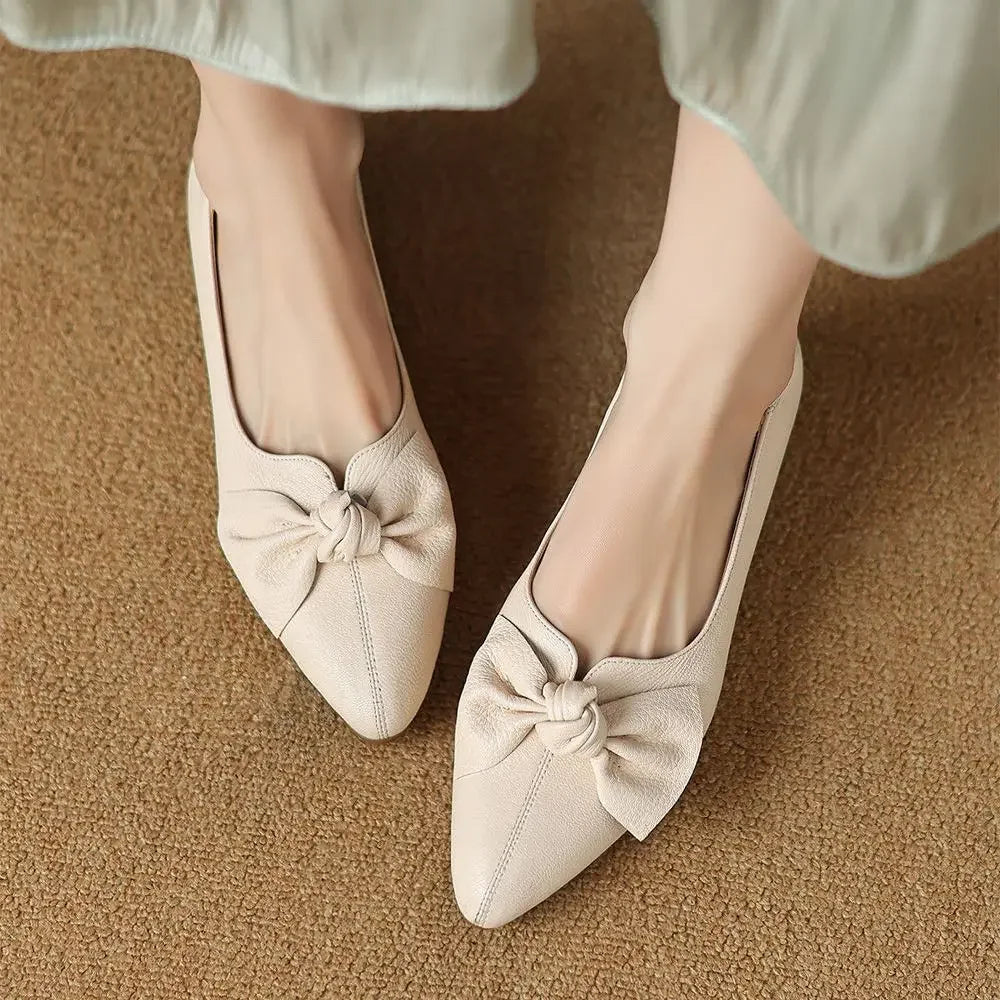 Low Heel Elegant Chunky Heels Pointed Toe Moccasins