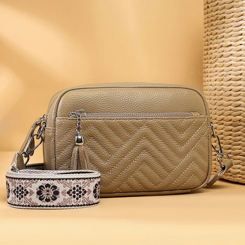 Elegant Bianca Refined Leather Shoulder Bag with Adjustable Strap