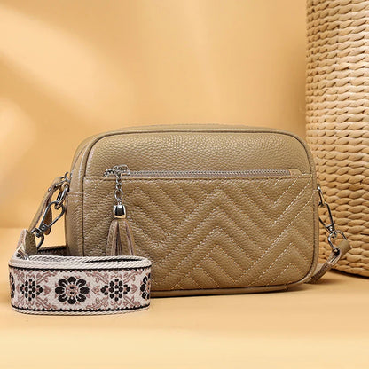 Elegant Bianca Refined Leather Shoulder Bag with Adjustable Strap