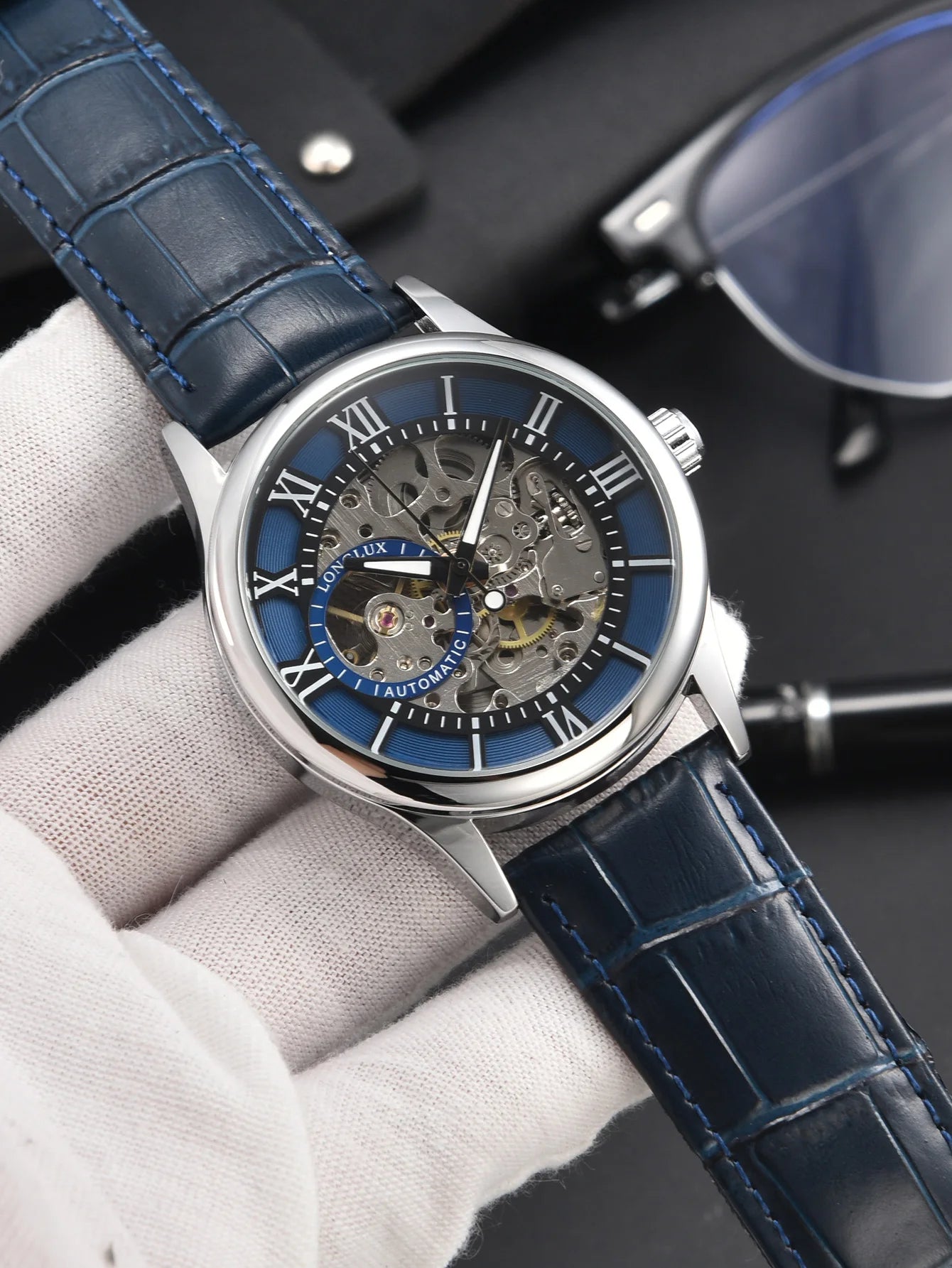 Automatic Watch Rome Wholesale Mechanical Wristwatches Waterproof Hollow Leather Mens Watch Men Gift