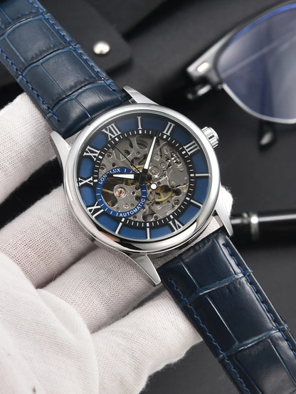 Automatic Watch Rome Wholesale Mechanical Wristwatches Waterproof Hollow Leather Mens Watch Men Gift
