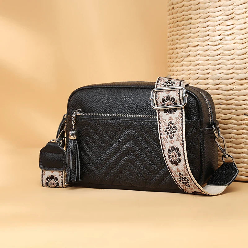 Elegant Bianca Refined Leather Shoulder Bag with Adjustable Strap