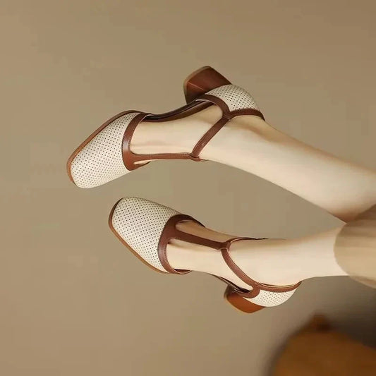 Mid Heel Square Head Shoes