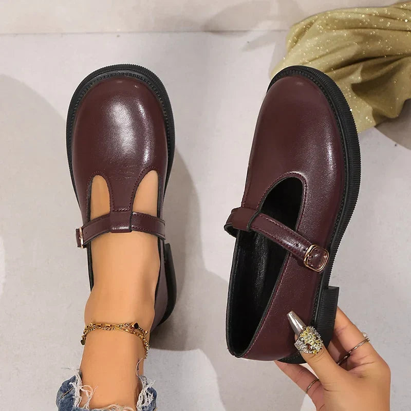 T Strap Low Heels Mary Jane Shoes