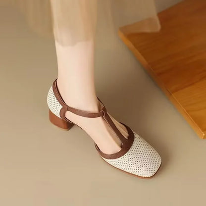 Mid Heel Square Head Shoes