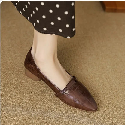 French Shallow Pointed Toe Loafers
